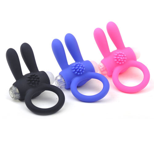 Silicone Black Rabbit Vibrating Cock Ring
