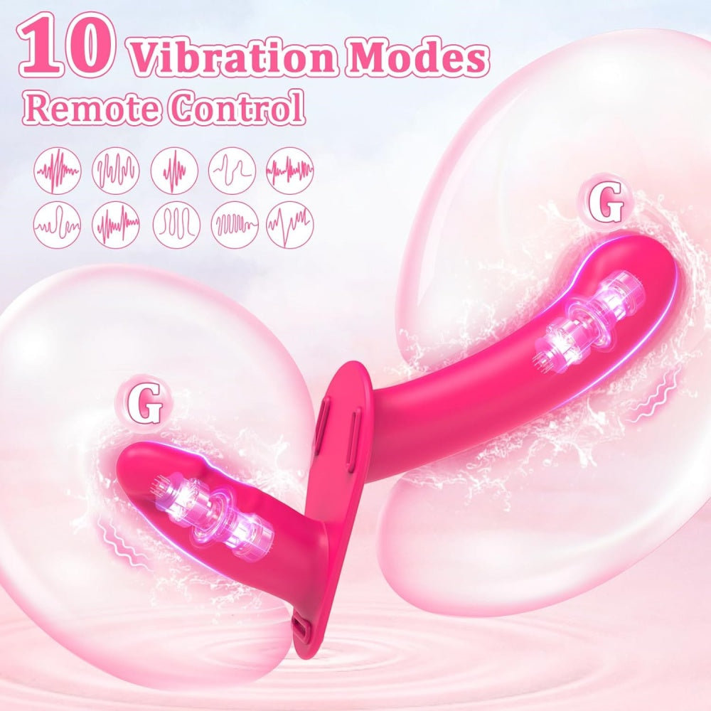 10-Mode Rechargeable Waterproof Double Strap-On with Remote Control
