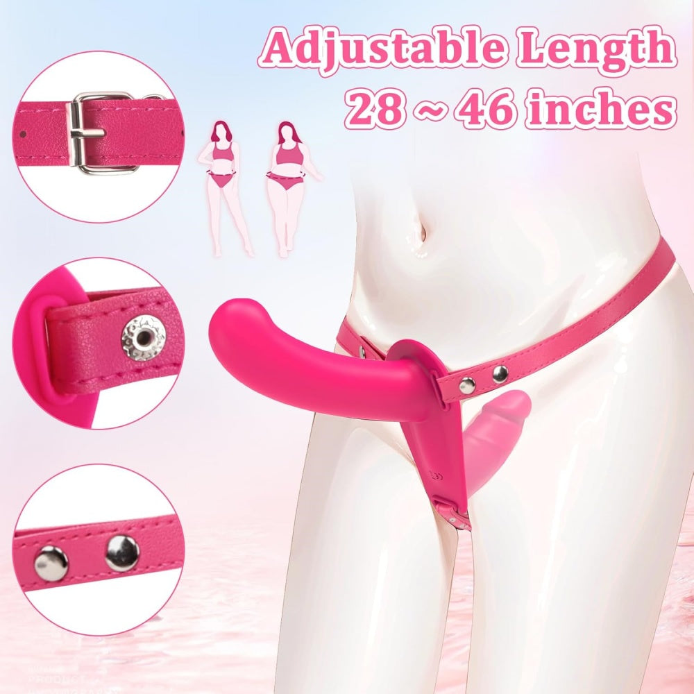 10-Mode Rechargeable Waterproof Double Strap-On with Remote Control