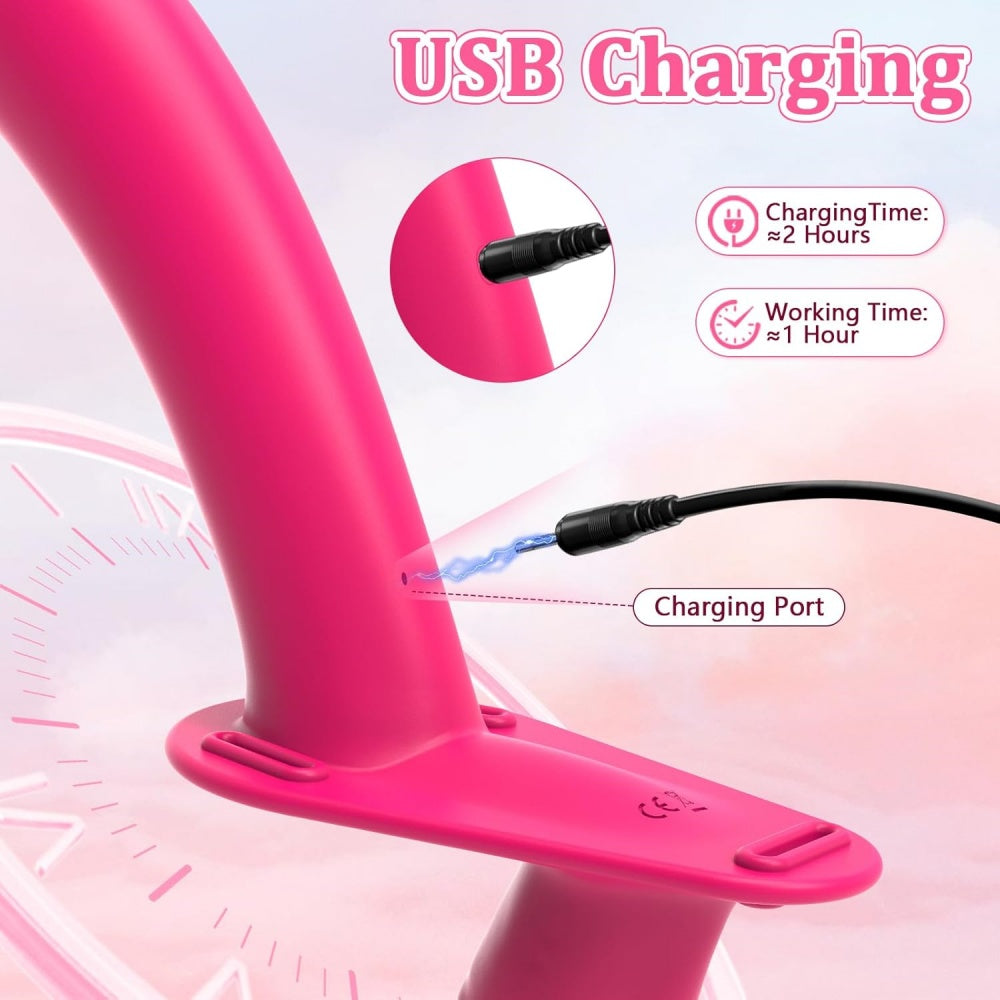 10-Mode Rechargeable Waterproof Double Strap-On with Remote Control