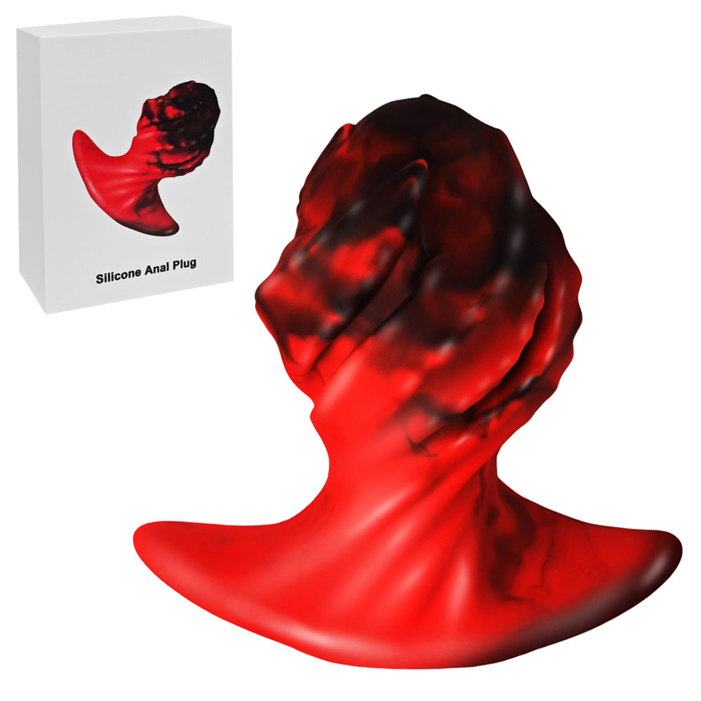 11.5 CM Red & Black Sculpted Silicone Anal Plug