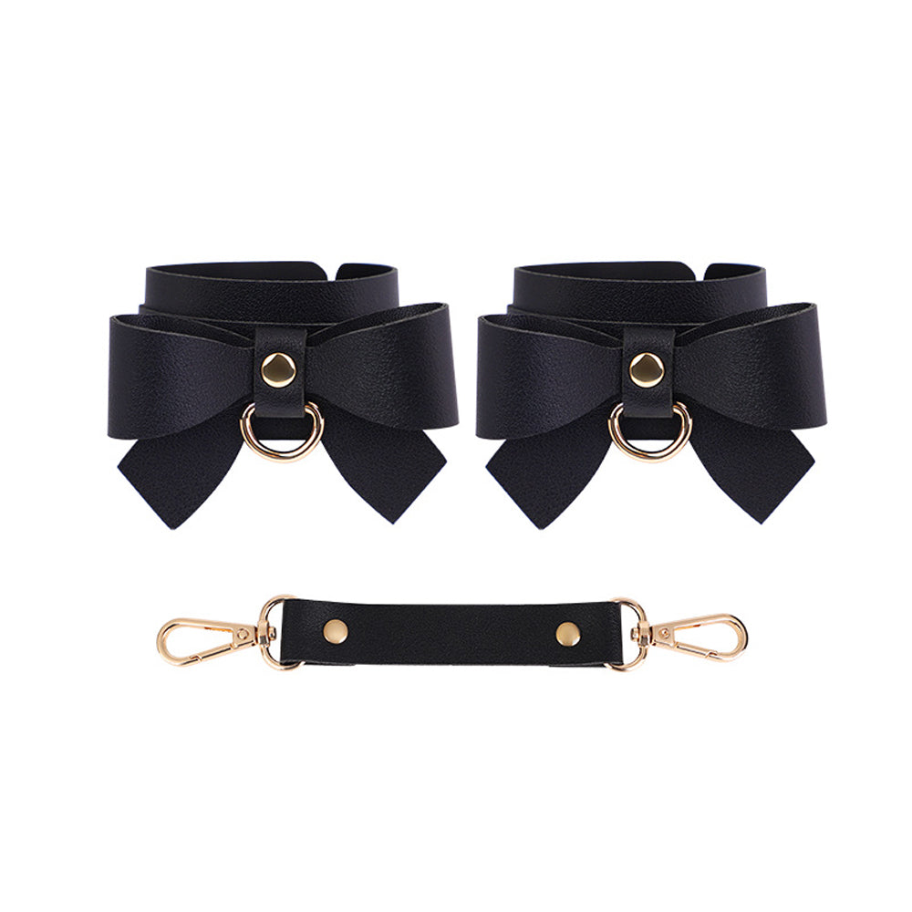 6-Piece Black BDSM Bondage Kit with Bow Design