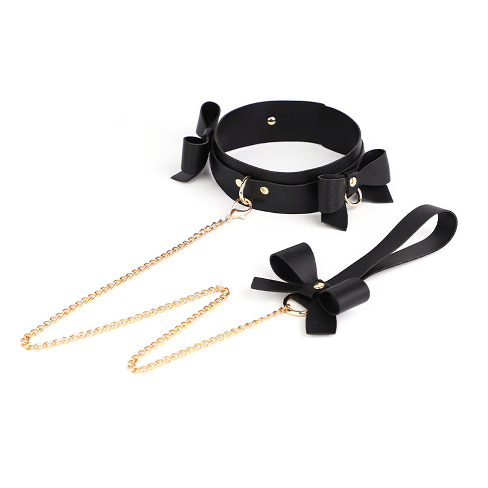 6-Piece Black BDSM Bondage Kit with Bow Design