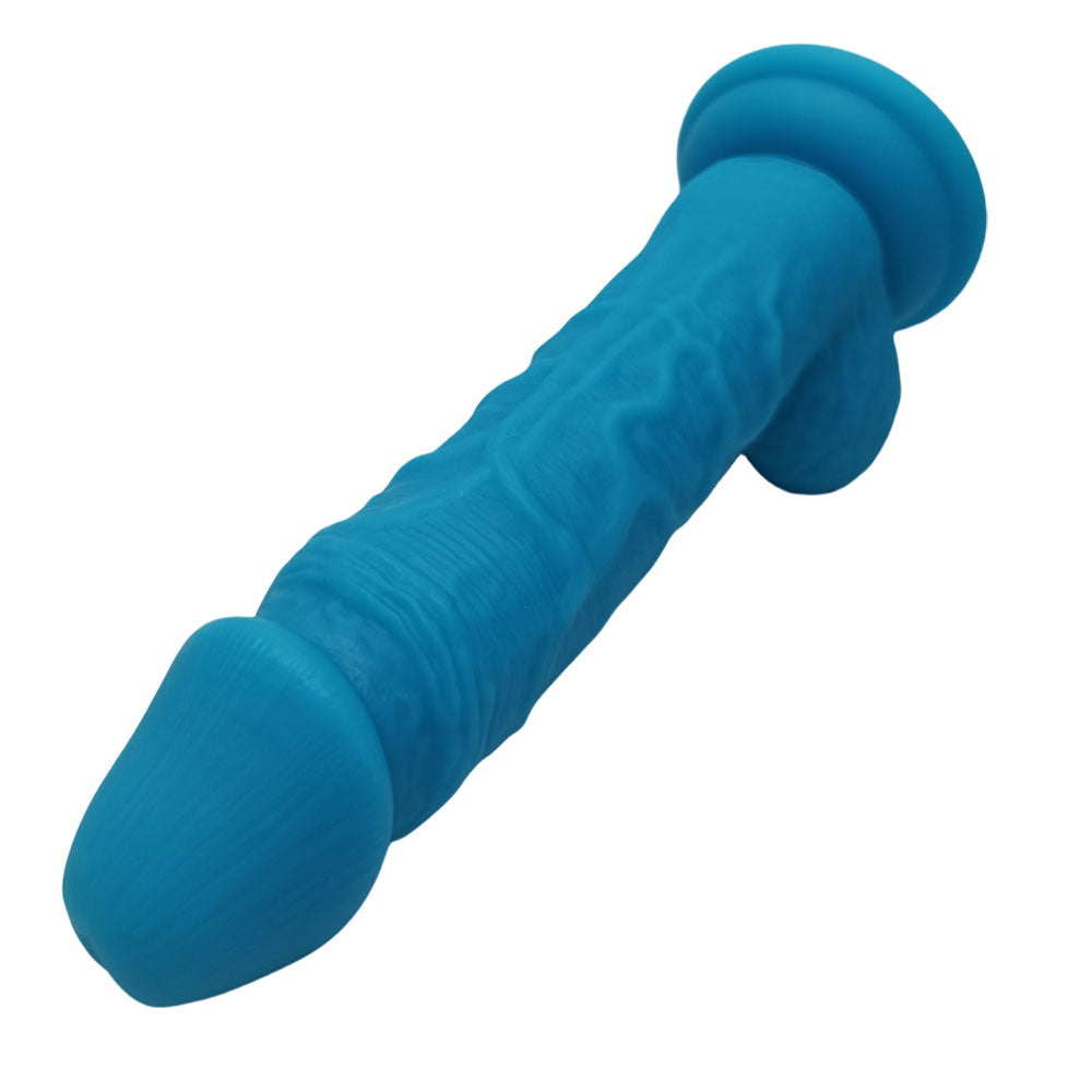 18 CM Blue Silicone Dildo with Balls and Suction Cup