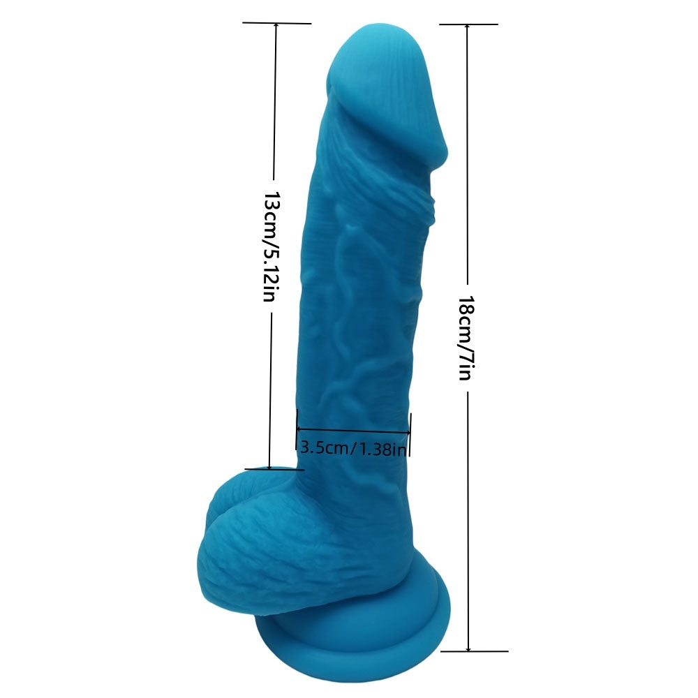 18 CM Blue Silicone Dildo with Balls and Suction Cup