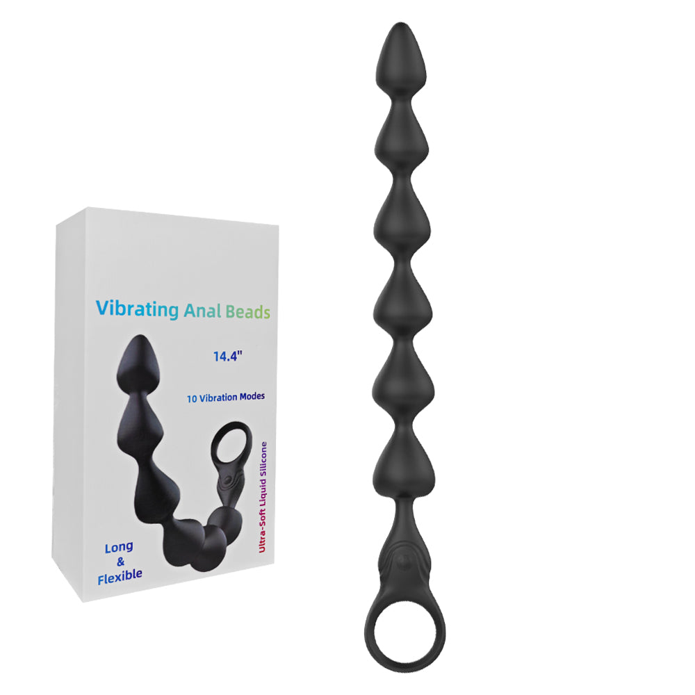 36.5 CM 10-Speed Black Rechargeable Silicone Vibrating Massagers with 3 Motors