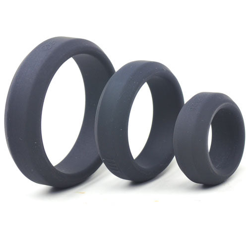Enhanced Black Color Silicone Triple Cock Ring Set