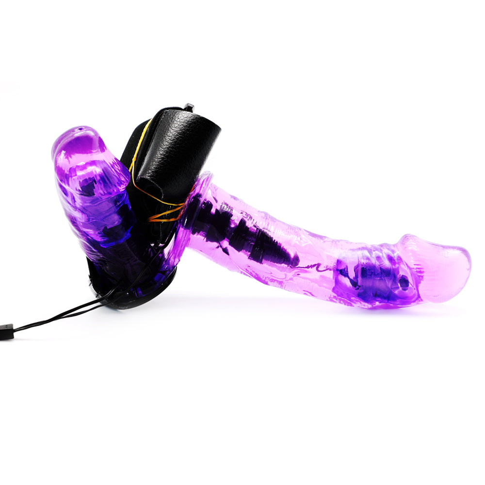 Purple Color Strap On with Double Vibrating Dildos ( Dual Motors )