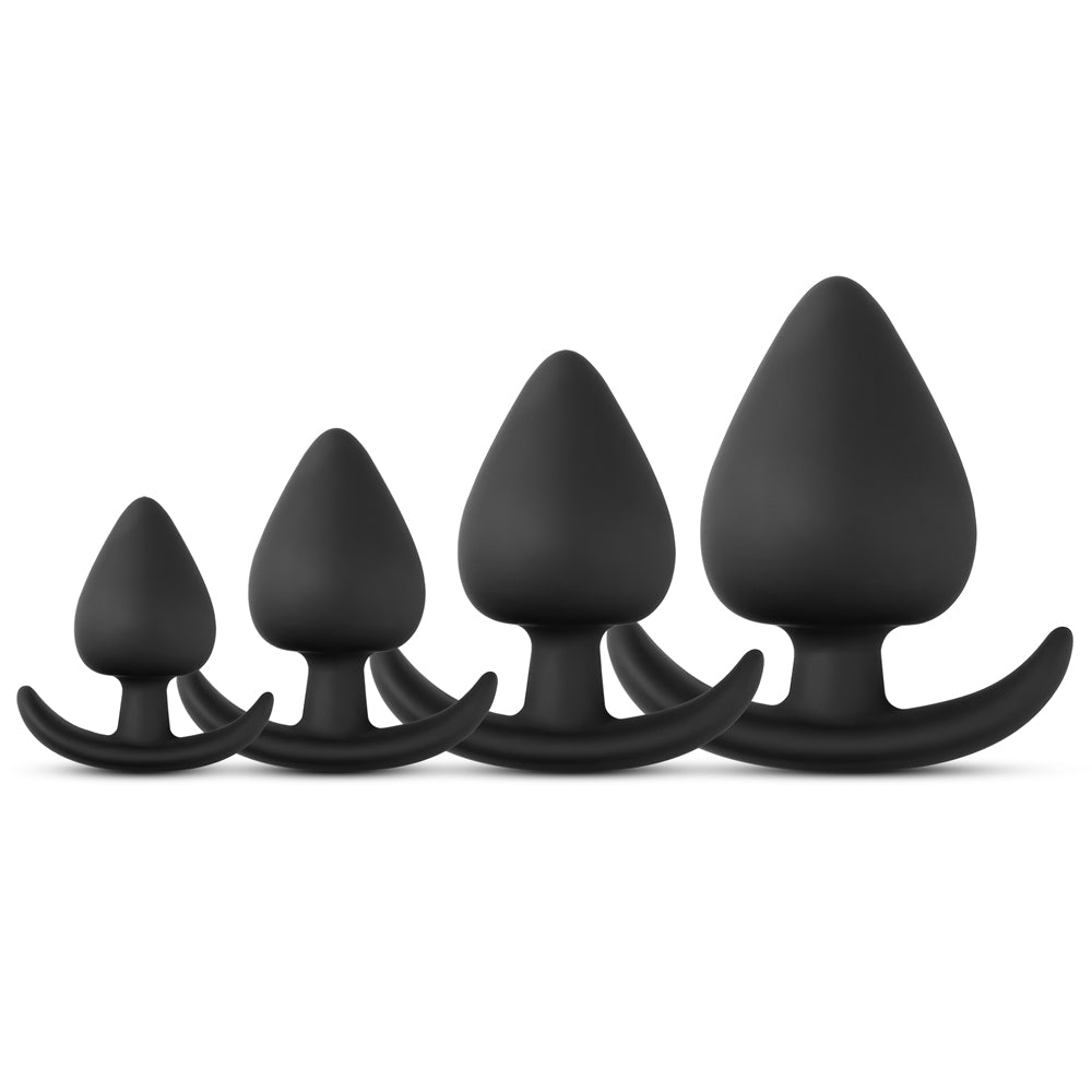 Fat Black Color Silicone Butt Plug Set ( 4 Pcs )