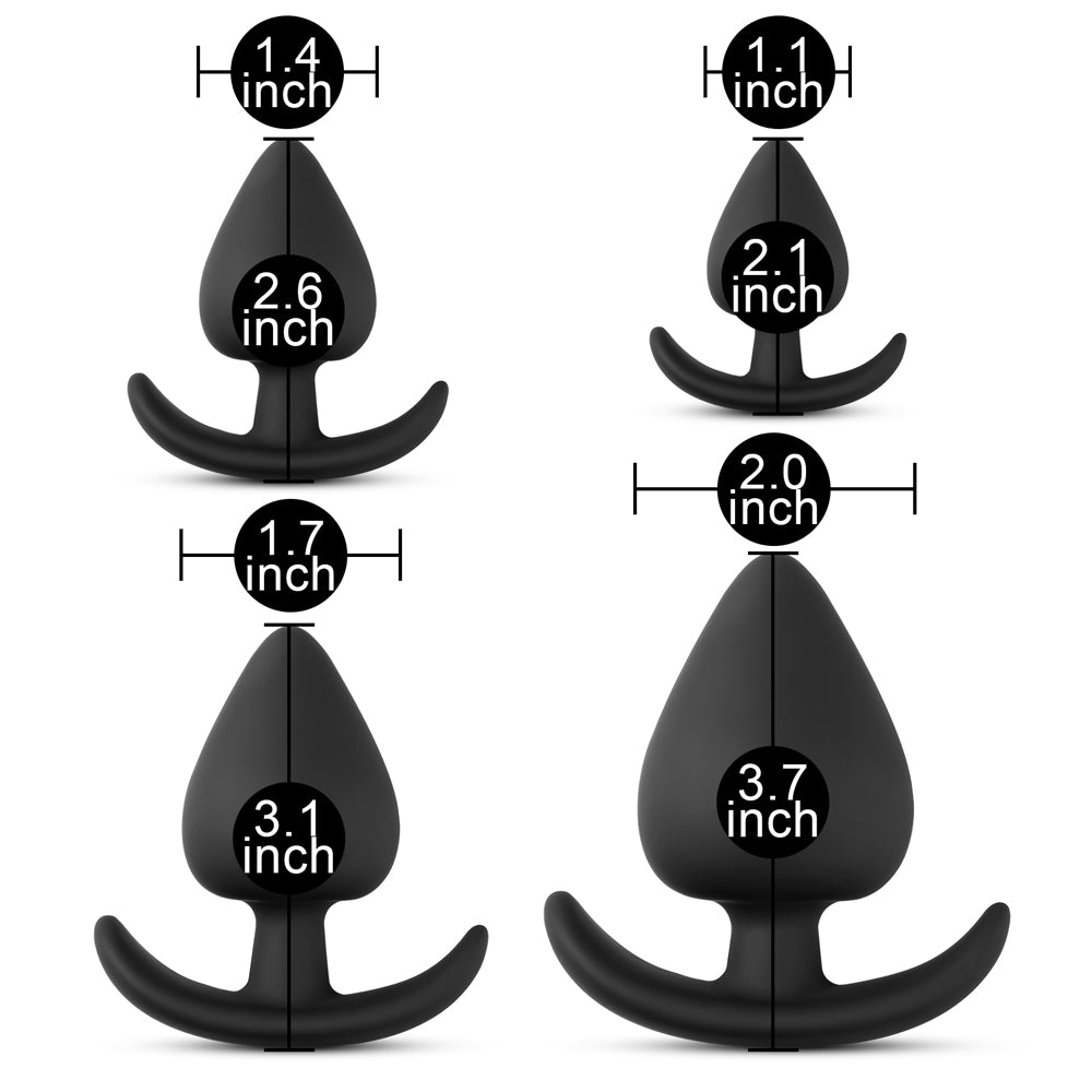 Fat Black Color Silicone Butt Plug Set ( 4 Pcs )